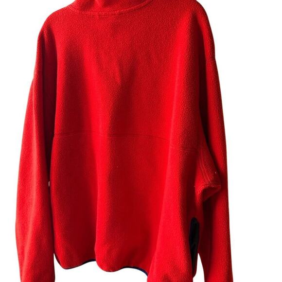 LL Bean Fleece Pullover Men's XXL Bright Orange and Blue Trim - Picture 3 of 4